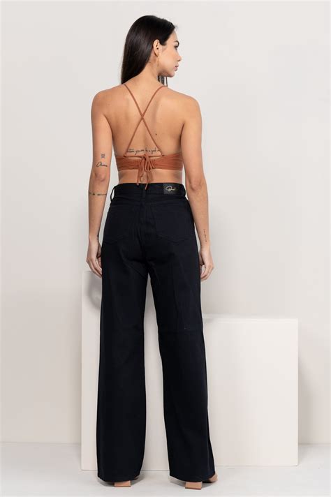 look calca wide leg preta